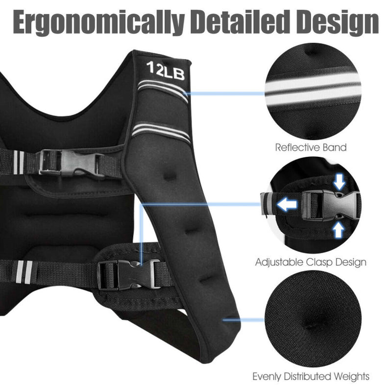 Training Weight Vest Workout Equipment with Adjustable Buckles and Mesh Bag