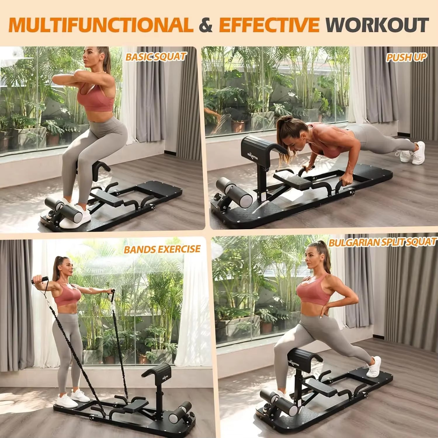 RHYTHM Multifunctional Hip Thrust Machine, Sissy Squat Machine, Glute Machine, Squat Workout Machine & Glutes Workout Equipment,